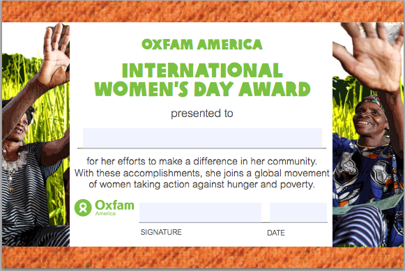 Oxfam America's International Women's Day 2012 eAward